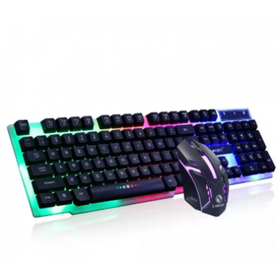 EMXAM V5 X90A Waterproof & Rainbow Back-lit Gaming Mechanical Keyboard And Gaming Mouse - Black